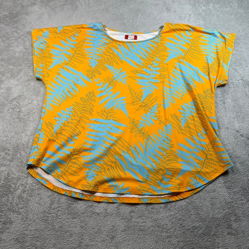 Homegrown Hawaii Top Womens 2XL Orange Fern Print Short Sleeve Scoop Neck